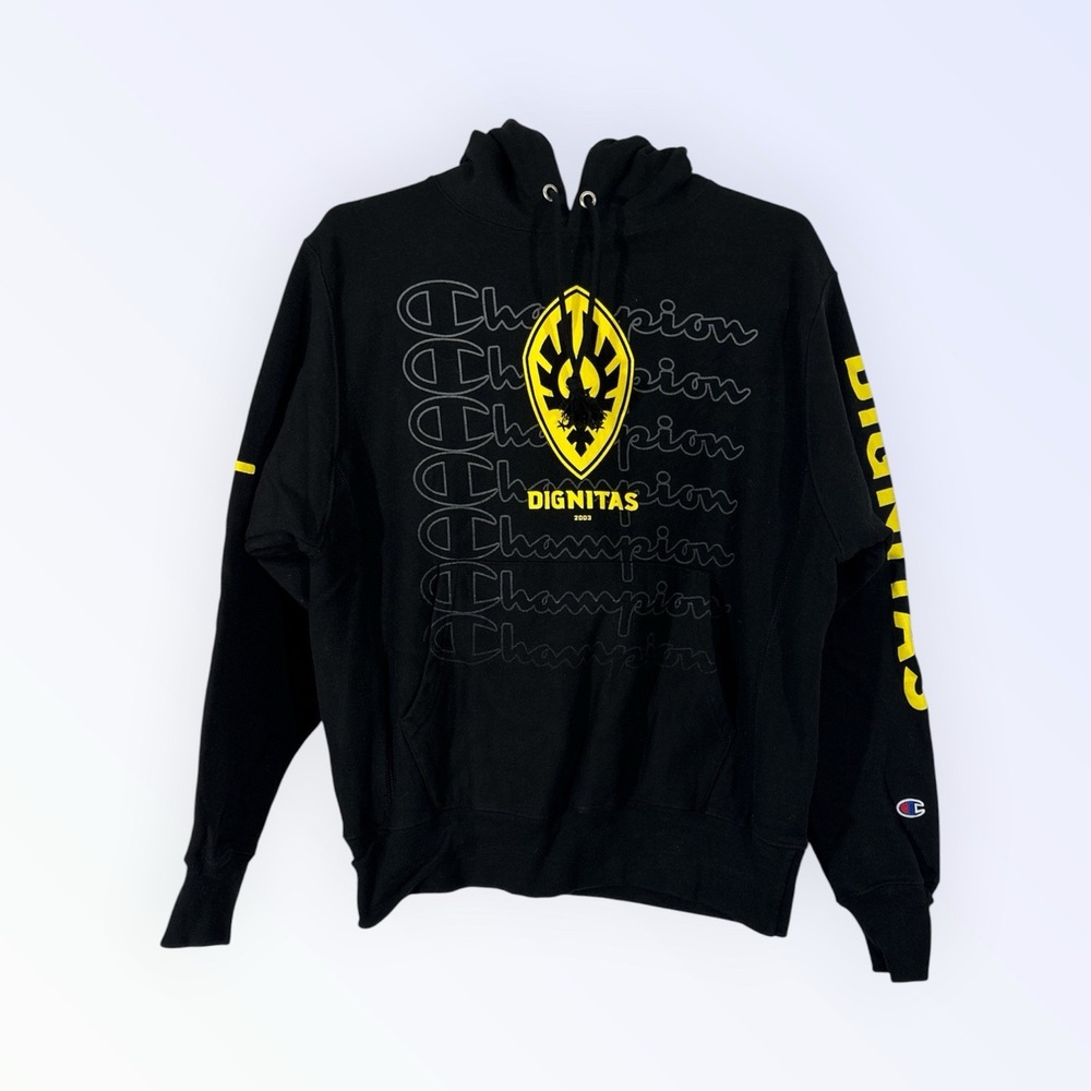 Dignitas Champion REVERSE WEAVE Sweatshirt Mens MEDIUM Black Hoodie